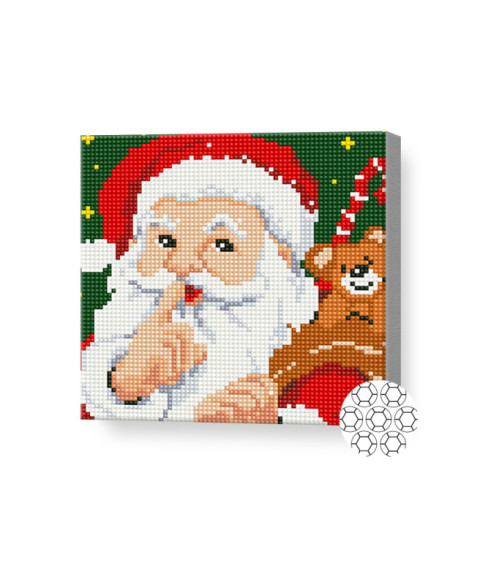 Mozaic cu diamante 20x20 cm Moș Crăciun cu cadouri